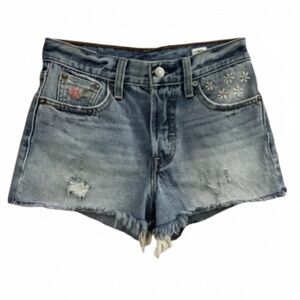 Levi's X White Oak Cone Denim Embroidered Cut Off Jean Shorts Womens Size 25 EUC